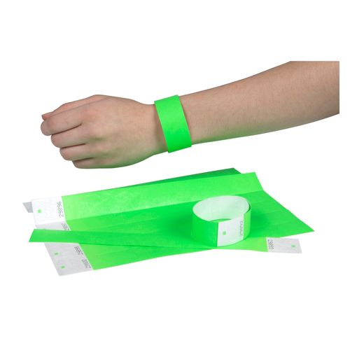 Rexel ID Serial Number Wrist Bands Fluoro Green Pack 100