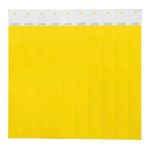 Rexel ID Serial Number Wrist Bands Fluoro Yellow Pack 100