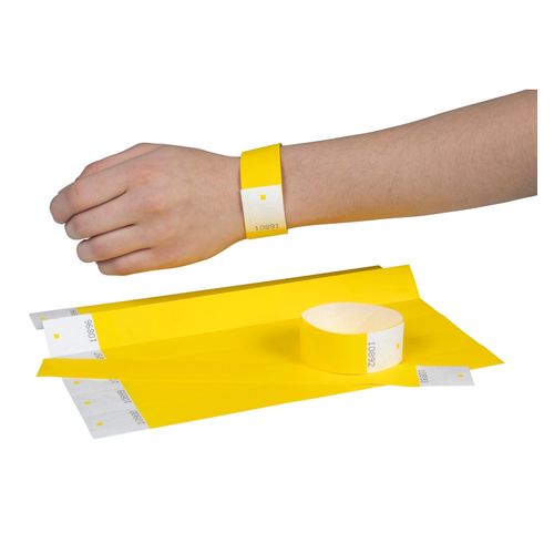 Rexel ID Serial Number Wrist Bands Fluoro Yellow Pack 100