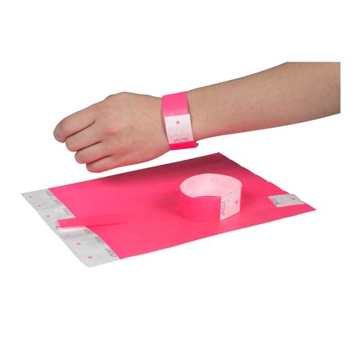 Rexel ID Serial Number Wrist Bands Fluoro Pink Pack 100