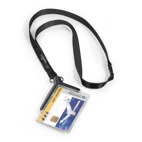 Durable ID Product Deluxe Card Holder With Charcoal Lanyard