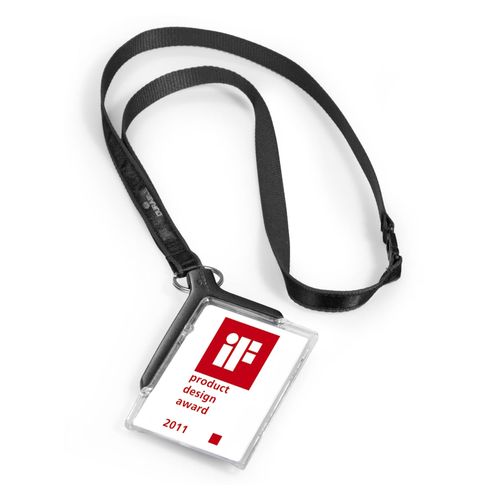 Durable ID Product Deluxe Card Holder With Charcoal Lanyard