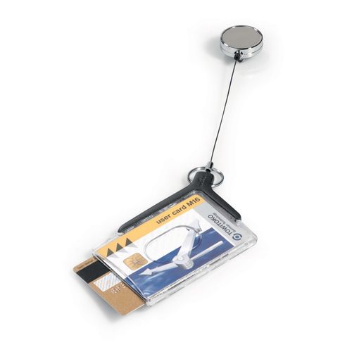 Durable ID Product Deluxe Pro Duo Card Holder With Reel Charcoal