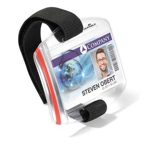 Durable ID Product Name Badge With Black Arm Band Pack 10