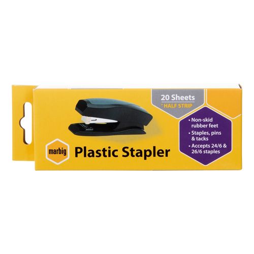 Marbig Plastic Stapler Half Strip Strip 26/6 Black