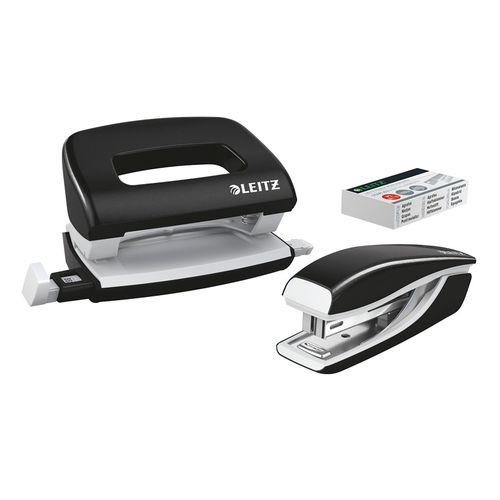 Leitz Nexxt Wow Stapler & Hole Punch Set Mini Black