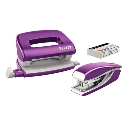 Leitz Nexxt Wow Stapler & Hole Punch Set Mini Purple