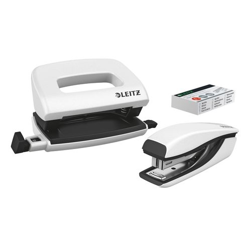 Leitz Nexxt Wow Stapler & Hole Punch Set Mini White