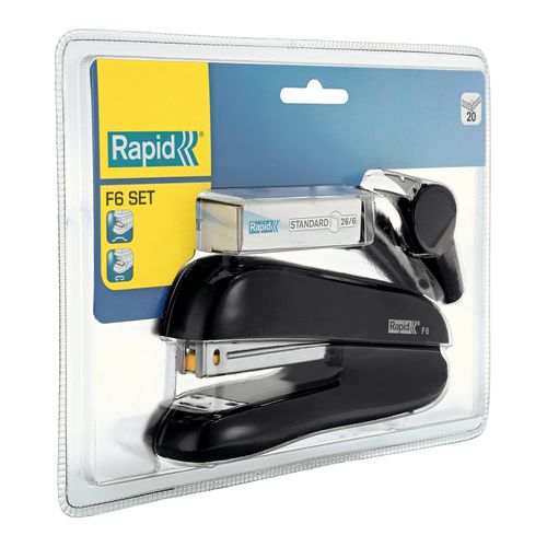 Rapid Stapler F6 Half Strip Black With Staple Remover And Staples