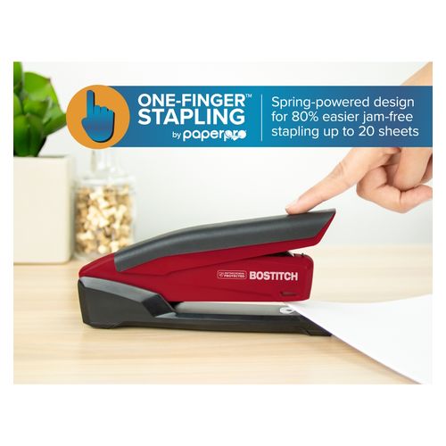 Bostitch Inpower Antimicrobial Stapler 20 Sheet Full Strip Red