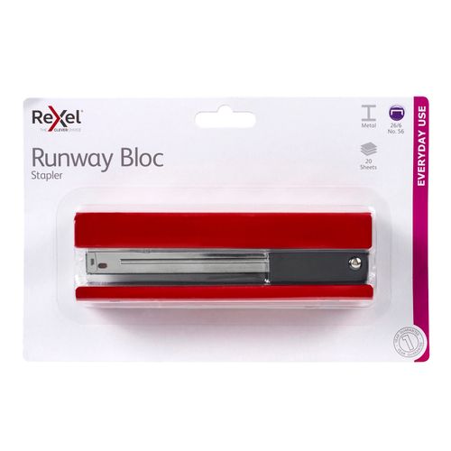 Rexel Runway Stapler Bloc Full Strip 20 Sheet Capacity Red