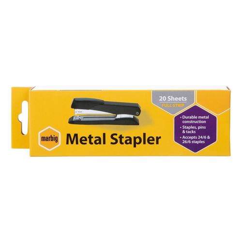 Marbig Stapler Metal Full Strip Black