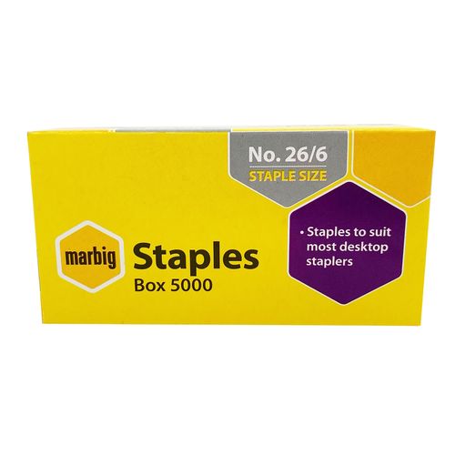 Marbig Staples 26/6mm Bx5000
