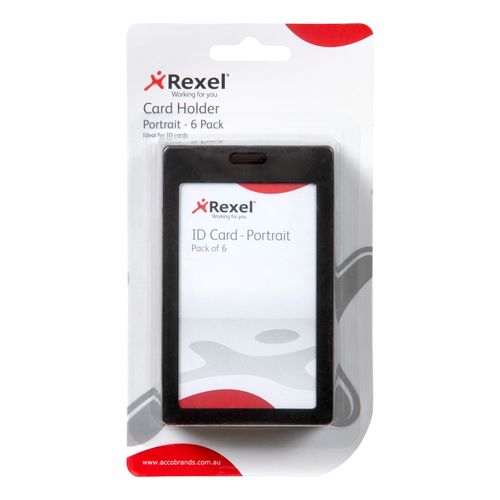 Rexel ID Plastic Card Holders Black Pack 6