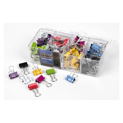 Esselte Foldback Clips 19mm Assorted Colours Box 96