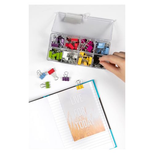 Esselte Foldback Clips 19mm Assorted Colours Box 96