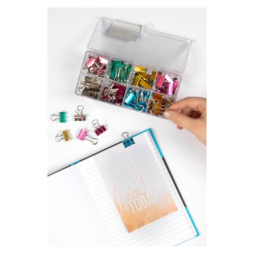 Esselte Foldback Clips 19mm Assorted Metallic Colours Box 96