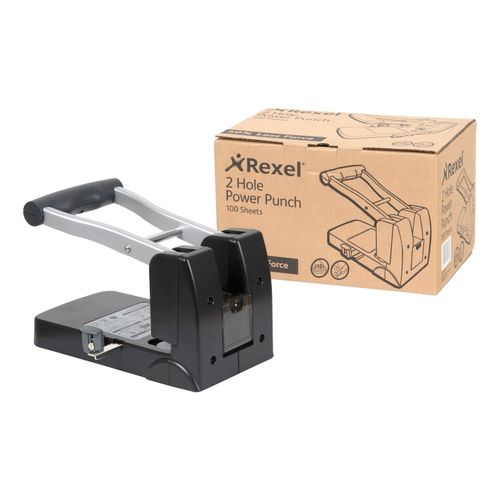 Rexel Hole Punch 2h 100 Sheet Power Black/Silver