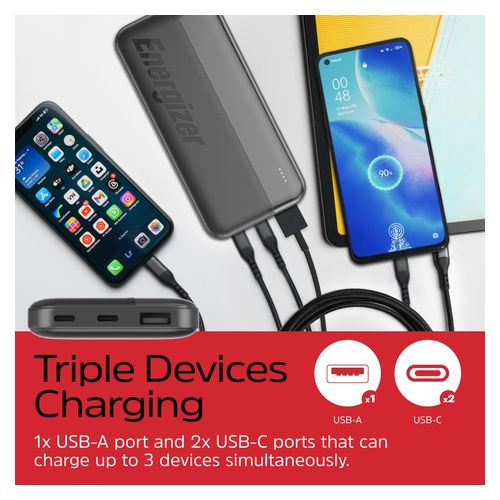 Energizer 15W Output and Multi-Port Charging Power Bank Blue