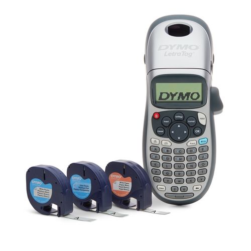 Dymo Label Printer 2174562 Letratag 100H Silver With Bonus White Paper, Plastic White & Clear Tapes