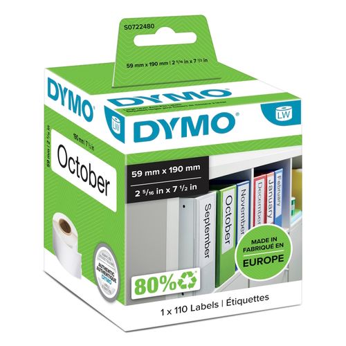 Dymo LabelWriter Lever Arch Labels 59x190mm White