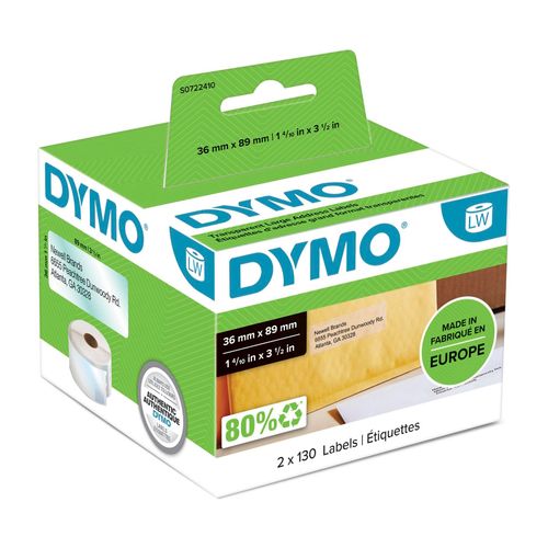 Dymo LabelWriter Address Labels 36x89mm Clear