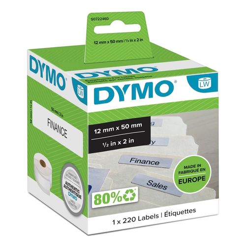 Dymo Label SD99017/S0722460 12x50mm Suspension File White 220/Roll