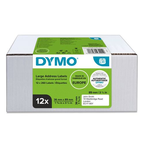 Dymo LabelWriter Address Labels 36x89mm White Pack 12
