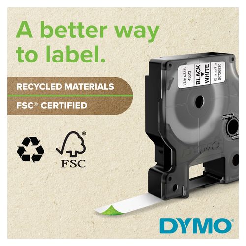 Dymo D1 Durable Label Tape 12mm x 3M White on Red