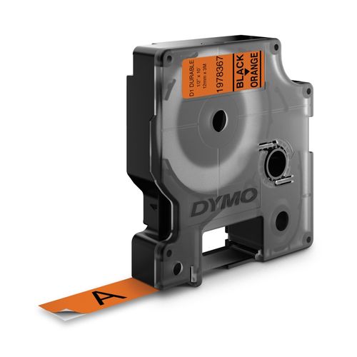Dymo D1 Durable Label Tape 12mm x 3M Black on Orange