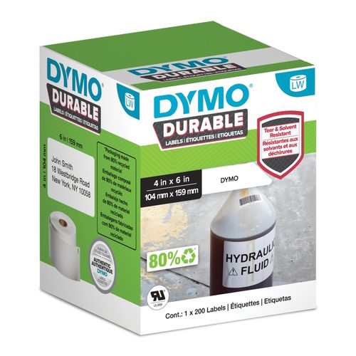Dymo Durable Labels 104x159mm White Box 200