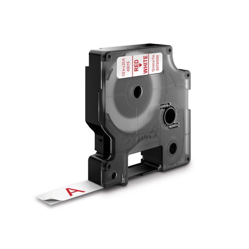 Dymo D1 Label Tape 12mm x 7m Red on White
