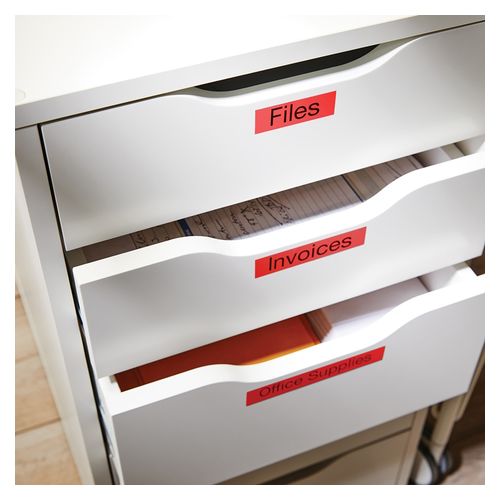 Dymo D1 Label Tape 19mm x 7m Black on Red