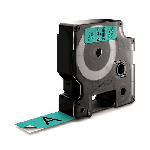 Dymo D1 Label Tape 19mm x 7m Black on Green