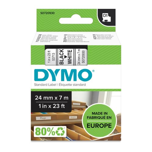 Dymo D1 Label Tape 24mm x 7m Black on White