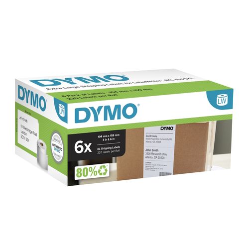 Dymo LabelWriter XL Shipping Label 104x159mm White Pack 6