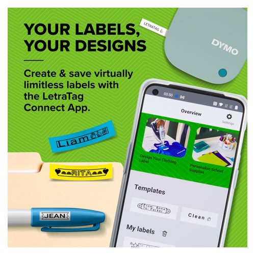 Dymo Letratag 200B Label Printer Portable With Bluetooth Daydream Blue