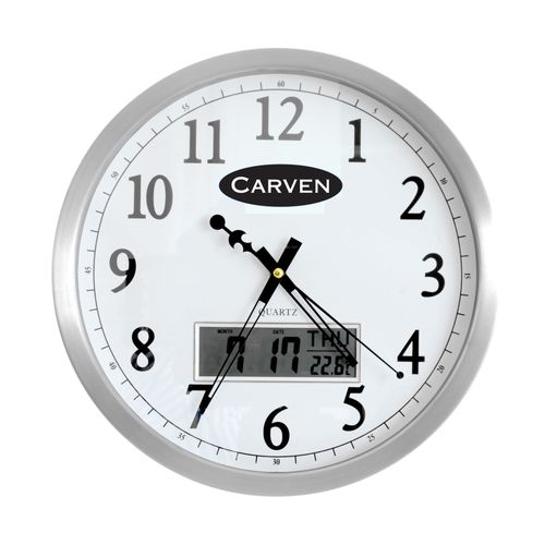 Carven Clock 350mm Aluminium Frame With LCD Date