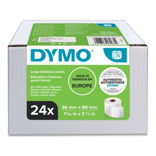 Dymo LabelWriter Address Labels 36x89mm White Pack 24