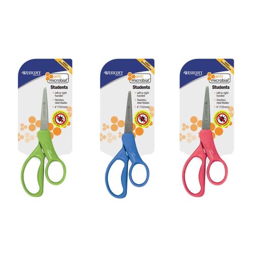 Westcott Student Antimicrobial 152mm (6') Scissor Assorted Colours Box 12