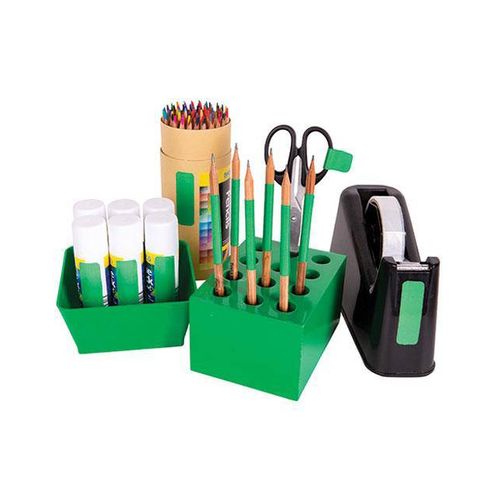 ColourSorts Classroom Organisers by Zart: Scissor & Brush Storage Block Green