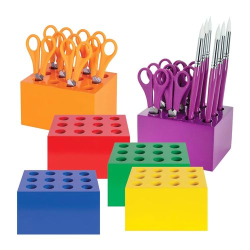 ColourSorts Classroom Organisers by Zart: Scissor & Brush Storage Block Yellow