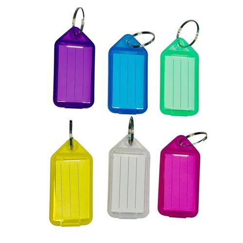 Bibbulmun Key Tags Assorted Fluorescent Colours Pack of 50 with Reusable Container