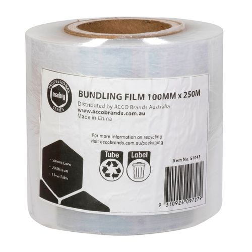 MarbigProfessional Bundling Film Blown 100Mm X 250M 20Mic 2In Core Clear