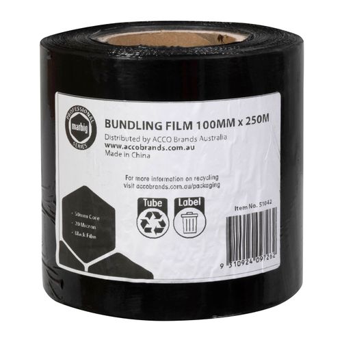 MarbigProfessional Bundling Film Blown 100Mm X 250M 20Mic 2In Core Black