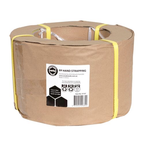Marbig Carton Hand Strapping Yellow 19mm x 700M
