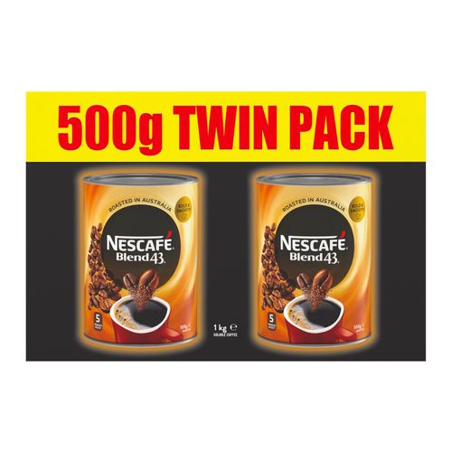 Nescafe Blend 43 Instant Coffee 500g Tin Twin Pack