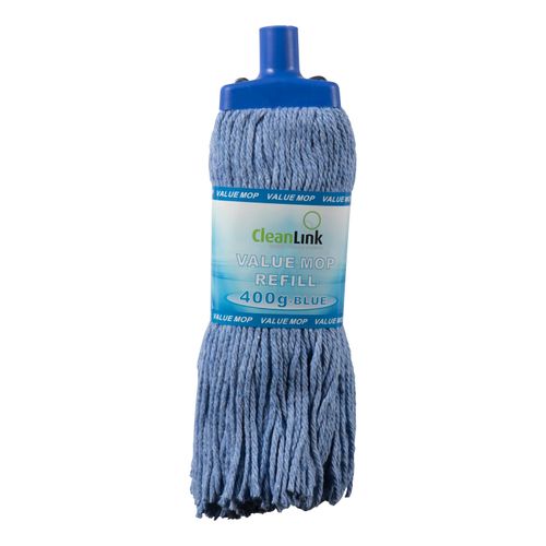 Cleanlink Mop Heads Coloured 400gm Blue