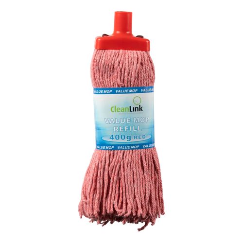 Cleanlink Mop Heads Coloured 400gm Red