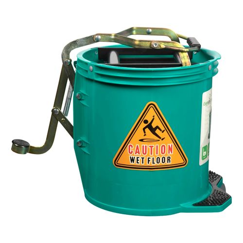 Cleanlink Mop Bucket Heavy Duty Metal Wringer 16 Litre Green